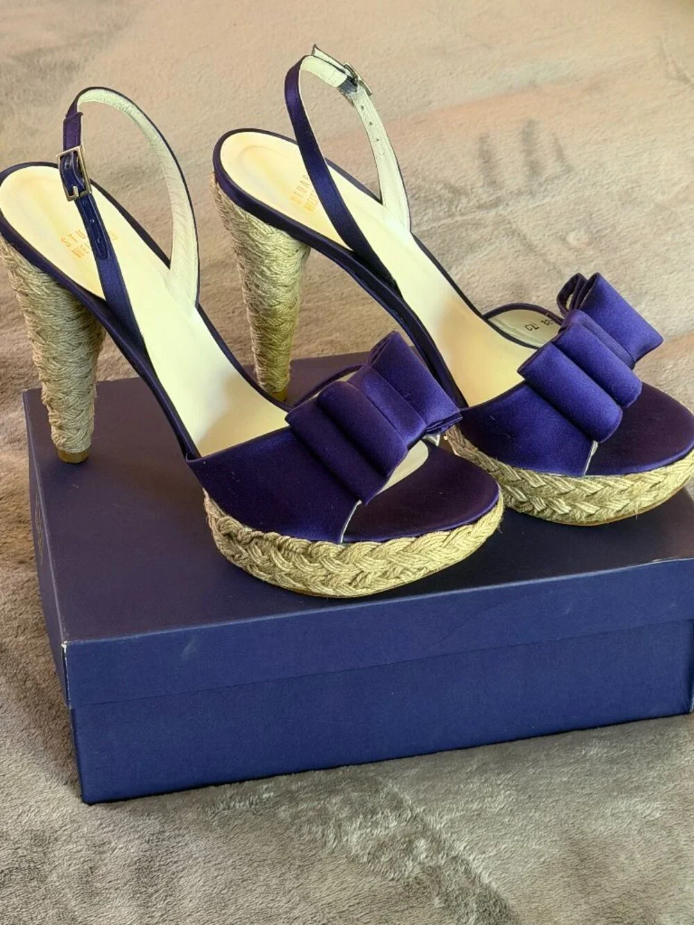 Stuart Weitzman Purple Satin Platform Heels – Women's Size 10